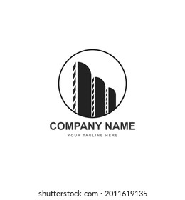 Logo en círculo de tres edificios modernos de alta altura