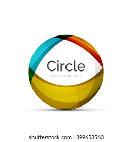 Circle logo. Transparent overlapping swirl shapes. Modern clean business icon. Vector illustration.