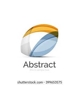 Circle logo. Transparent overlapping swirl shapes. Modern clean business icon. Vector illustration.