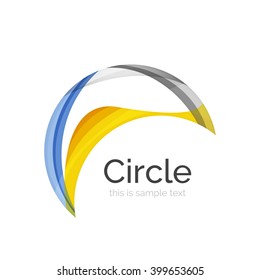 Circle logo. Transparent overlapping swirl shapes. Modern clean business icon. Vector illustration.