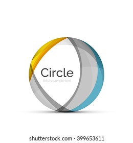 Circle logo. Transparent overlapping swirl shapes. Modern clean business icon. Vector illustration.