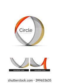 Circle logo. Transparent overlapping swirl shapes. Modern clean business icon. Vector illustration.