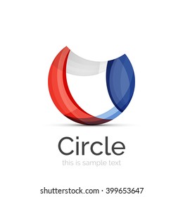 Circle logo. Transparent overlapping swirl shapes. Modern clean business icon. Vector illustration.