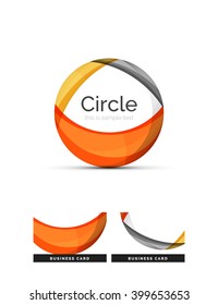 Logo del círculo. Formas giratorias transparentes que se superponen. Icono de negocios limpio y moderno. Ilustración vectorial.