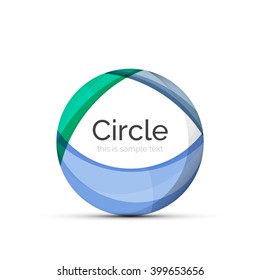 Circle logo. Transparent overlapping swirl shapes. Modern clean business icon. Vector illustration.