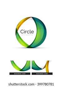 Circle logo. Transparent overlapping swirl shapes. Modern clean business icon. Vector illustration.