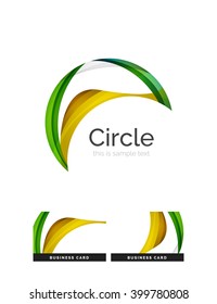 Circle logo. Transparent overlapping swirl shapes. Modern clean business icon. Vector illustration.