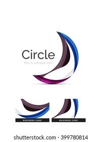 Circle logo. Transparent overlapping swirl shapes. Modern clean business icon. Vector illustration.