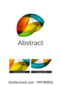 Circle logo. Transparent overlapping swirl shapes. Modern clean business icon. Vector illustration.
