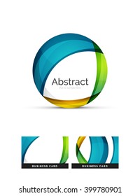 Circle Logo. Transparente, sich überlappende, wirbelnde Formen. Modernes, sauberes Business Icon. Vektorgrafik.