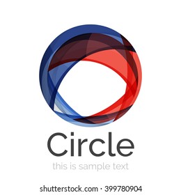 Circle logo. Transparent overlapping swirl shapes. Modern clean business icon. Vector illustration.