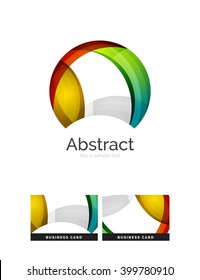 Logo del círculo. Formas giratorias transparentes que se superponen. Icono de negocios limpio y moderno. Ilustración vectorial.