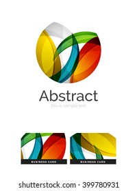 Circle logo. Transparent overlapping swirl shapes. Modern clean business icon. Vector illustration.