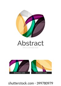 Circle logo. Transparent overlapping swirl shapes. Modern clean business icon. Vector illustration.