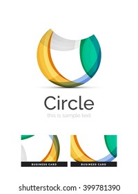 Circle logo. Transparent overlapping swirl shapes. Modern clean business icon. Vector illustration.