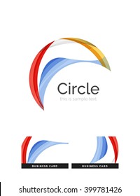 Logo del círculo. Formas giratorias transparentes que se superponen. Icono de negocios limpio y moderno. Ilustración vectorial.