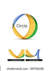 Circle logo. Transparent overlapping swirl shapes. Modern clean business icon. Vector illustration.
