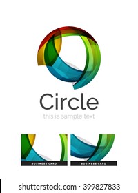 Circle logo. Transparent overlapping swirl shapes. Modern clean business icon. Vector illustration.