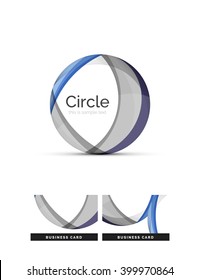 Logo del círculo. Formas giratorias transparentes que se superponen. Icono de negocios limpio y moderno. Ilustración vectorial.