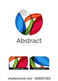 Circle logo. Transparent overlapping swirl shapes. Modern clean business icon. Vector illustration.