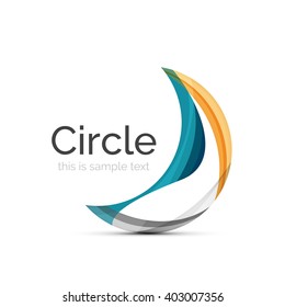 Logo del círculo. Formas giratorias transparentes que se superponen. Icono de negocios limpio y moderno. Ilustración vectorial.