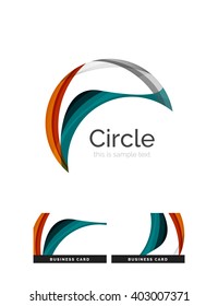 Circle logo. Transparent overlapping swirl shapes. Modern clean business icon. Vector illustration.
