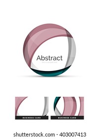 Circle logo. Transparent overlapping swirl shapes. Modern clean business icon. Vector illustration.