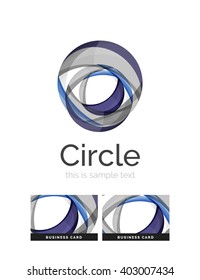 Circle logo. Transparent overlapping swirl shapes. Modern clean business icon. Vector illustration.