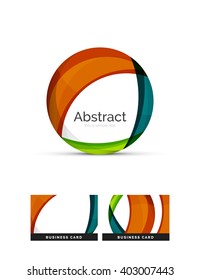 Circle logo. Transparent overlapping swirl shapes. Modern clean business icon. Vector illustration.