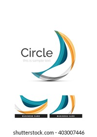 Circle logo. Transparent overlapping swirl shapes. Modern clean business icon. Vector illustration.