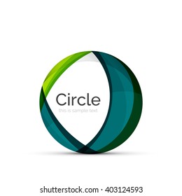 Circle logo. Transparent overlapping swirl shapes. Modern clean business icon. Vector illustration.