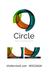 Logo del círculo. Formas giratorias transparentes que se superponen. Icono de negocios limpio y moderno. Ilustración vectorial.