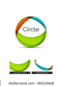 Circle logo. Transparent overlapping swirl shapes. Modern clean business icon. Vector illustration.