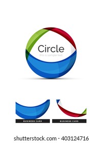 Circle logo. Transparent overlapping swirl shapes. Modern clean business icon. Vector illustration.