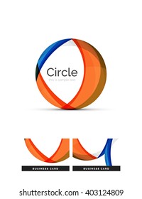 Circle logo. Transparent overlapping swirl shapes. Modern clean business icon. Vector illustration.