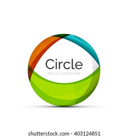 Circle logo. Transparent overlapping swirl shapes. Modern clean business icon. Vector illustration.