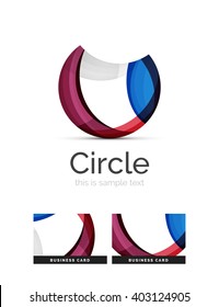 Circle logo. Transparent overlapping swirl shapes. Modern clean business icon. Vector illustration.