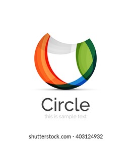 Circle logo. Transparent overlapping swirl shapes. Modern clean business icon. Vector illustration.