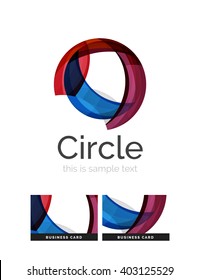 Circle logo. Transparent overlapping swirl shapes. Modern clean business icon. Vector illustration.