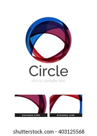 Circle logo. Transparent overlapping swirl shapes. Modern clean business icon. Vector illustration.