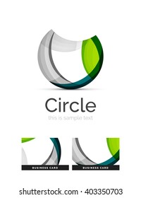 Logo del círculo. Formas giratorias transparentes que se superponen. Icono de negocios limpio y moderno. Ilustración vectorial.