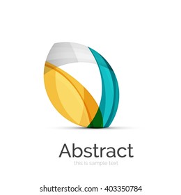 Circle logo. Transparent overlapping swirl shapes. Modern clean business icon. Vector illustration.