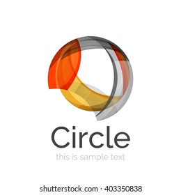 Circle logo. Transparent overlapping swirl shapes. Modern clean business icon. Vector illustration.