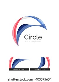 Circle logo. Transparent overlapping swirl shapes. Modern clean business icon. Vector illustration.