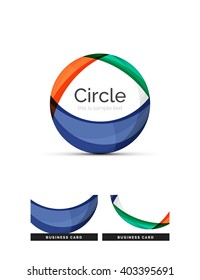 Circle logo. Transparent overlapping swirl shapes. Modern clean business icon. Vector illustration.