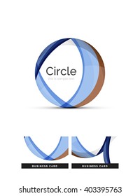 Logo del círculo. Formas giratorias transparentes que se superponen. Icono de negocios limpio y moderno. Ilustración vectorial.