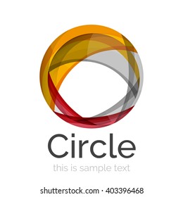 Circle logo. Transparent overlapping swirl shapes. Modern clean business icon. Vector illustration.