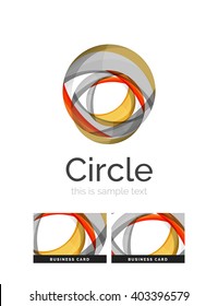 Logo del círculo. Formas giratorias transparentes que se superponen. Icono de negocios limpio y moderno. Ilustración vectorial.