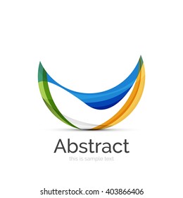 Logo del círculo. Formas giratorias transparentes que se superponen. Icono de negocios limpio y moderno. Ilustración vectorial.