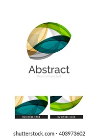 Circle logo. Transparent overlapping swirl shapes. Modern clean business icon. Vector illustration.